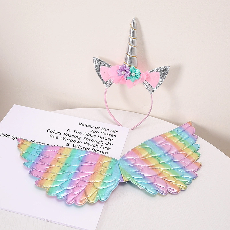 Party Children Dress Birthday Angel Kids Wings Princess Tutu Skirt Girl Unicorn Headband Cosplay Apparel Fairy Costume