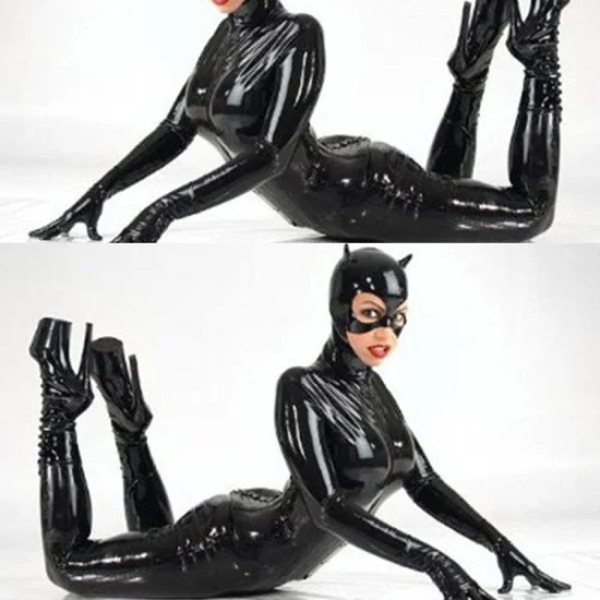 Trajes de Halloween Mulheres Catsuit Macacão de Couro Adulto Sexy Gato Meninas Trajes Cosplay