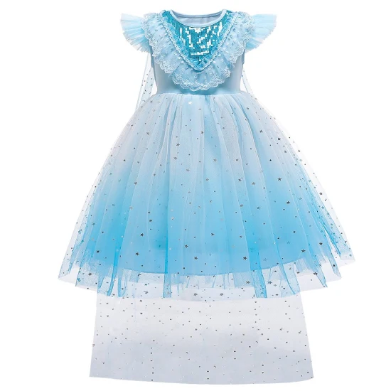 2021 estilo de moda atacado roupas infantis design longo vestidos de princesa elsa fantasias de filmes roupas cosplay